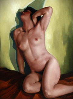 Huile sur panneau « The Pose » de Jacques Van Rooten, 20e siècle