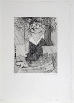 Gravure cubiste originale de Jacques Villon, 1951, Figure de Femme