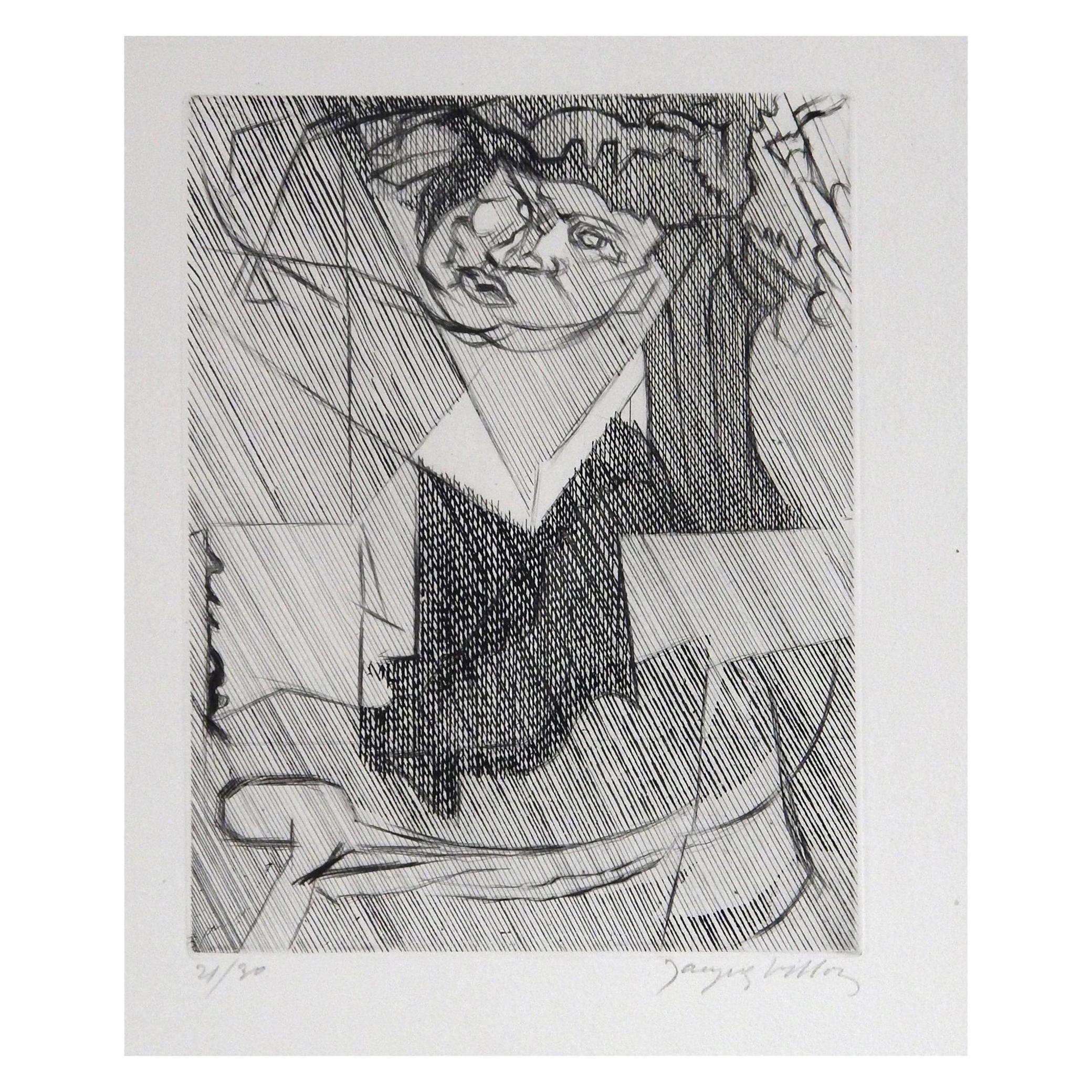 Jacques Villon original etching “Figure de Femme” in the Cubist Surreal style.
Hand signed and numbered. Small Edition, created 1951.
Edition of 30 of which this print is no. 21. Unmatted and unframed.
Measures: 9 3/4" H x 7 1/2" W - image size. In