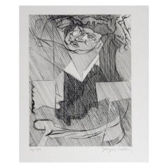Acquaforte originale di Jacques Villon, 1951, "Figure de Femme".