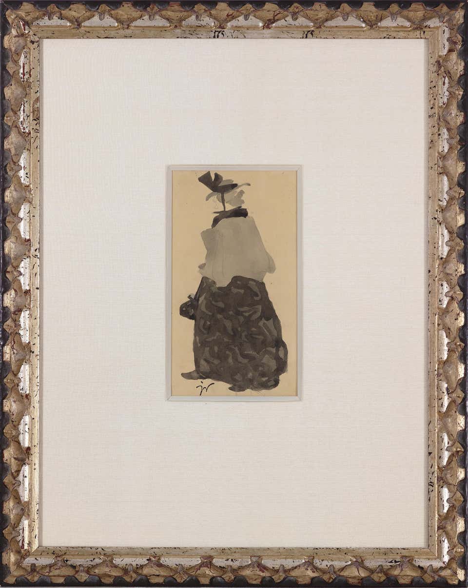 Vielle Femme en Petite Cape, Impressionist Gouache & Ink, Circa 1900