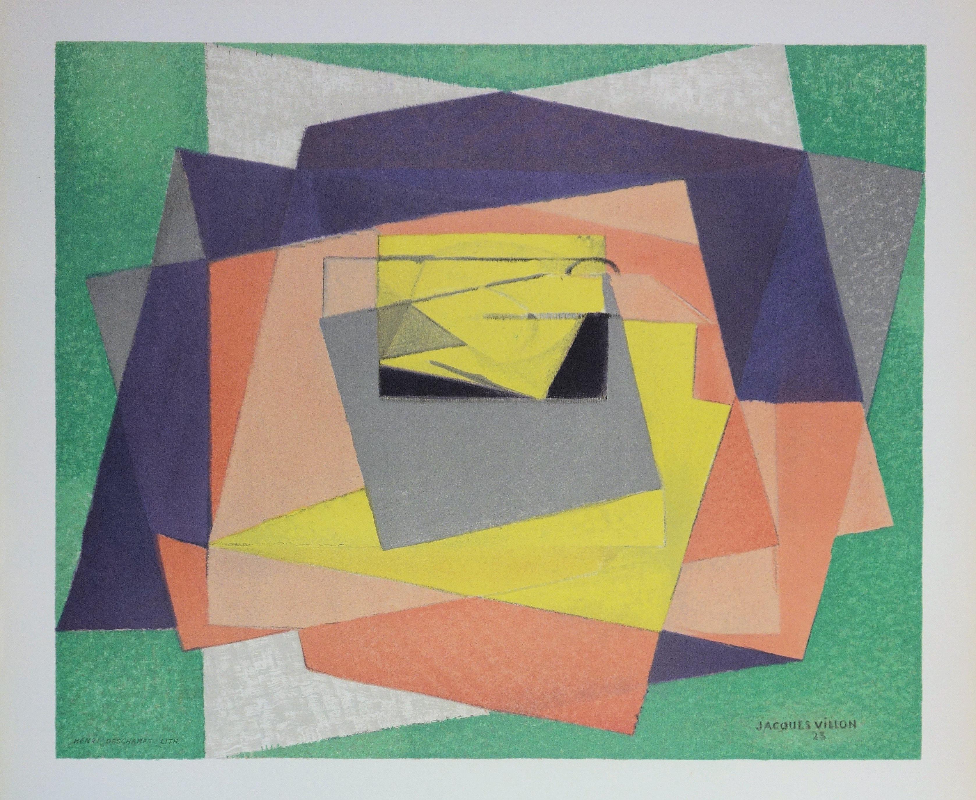 Abstrakte kubistische Komposition – Lithographie – Mourlot (Ginestet #app65) (Geometrische Abstraktion), Print, von Jacques Villon