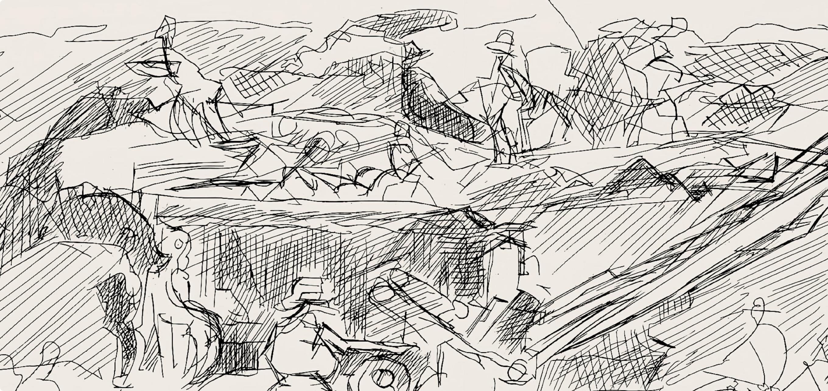 Composition (Ginestet/Pouillon 42-64), Hésiode, Les Travaux et les Jours - Modern Print by Jacques Villon