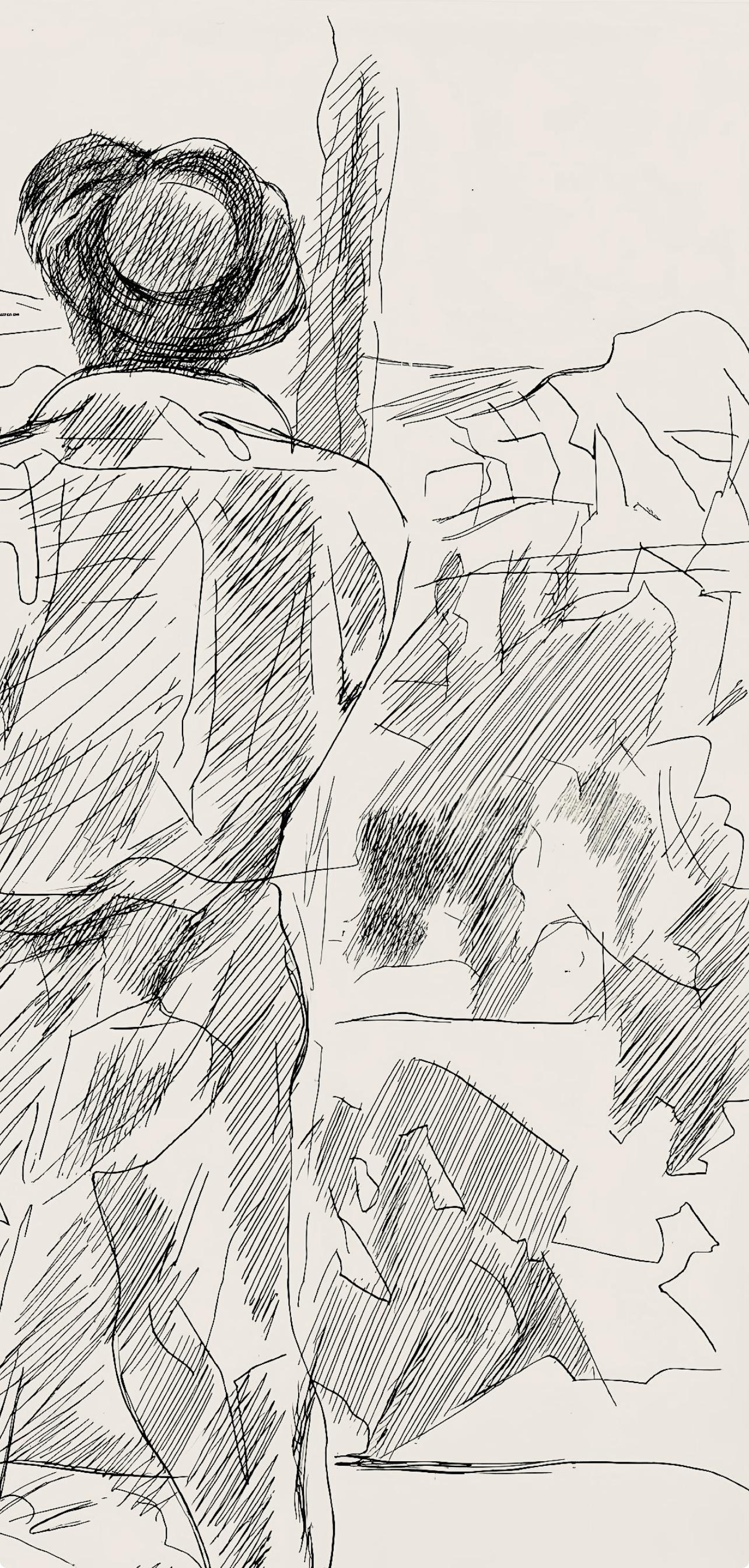 Composition (Ginestet/Pouillon 42-64), Hésiode, Les Travaux et les Jours - Gray Landscape Print by Jacques Villon