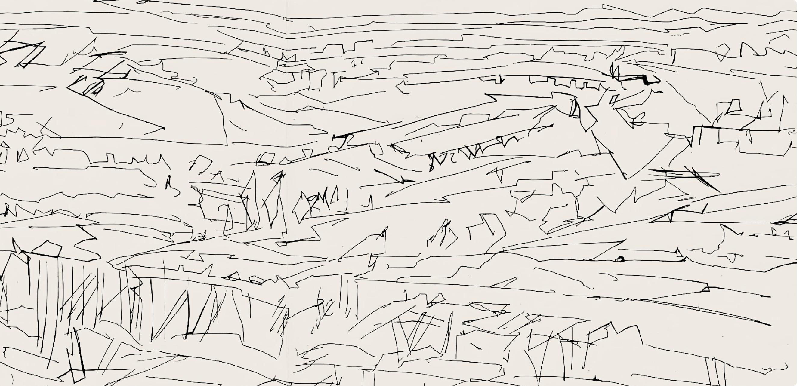 Composition (Ginestet/Pouillon 42-64), Hésiode, Les Travaux et les Jours - Gray Landscape Print by Jacques Villon