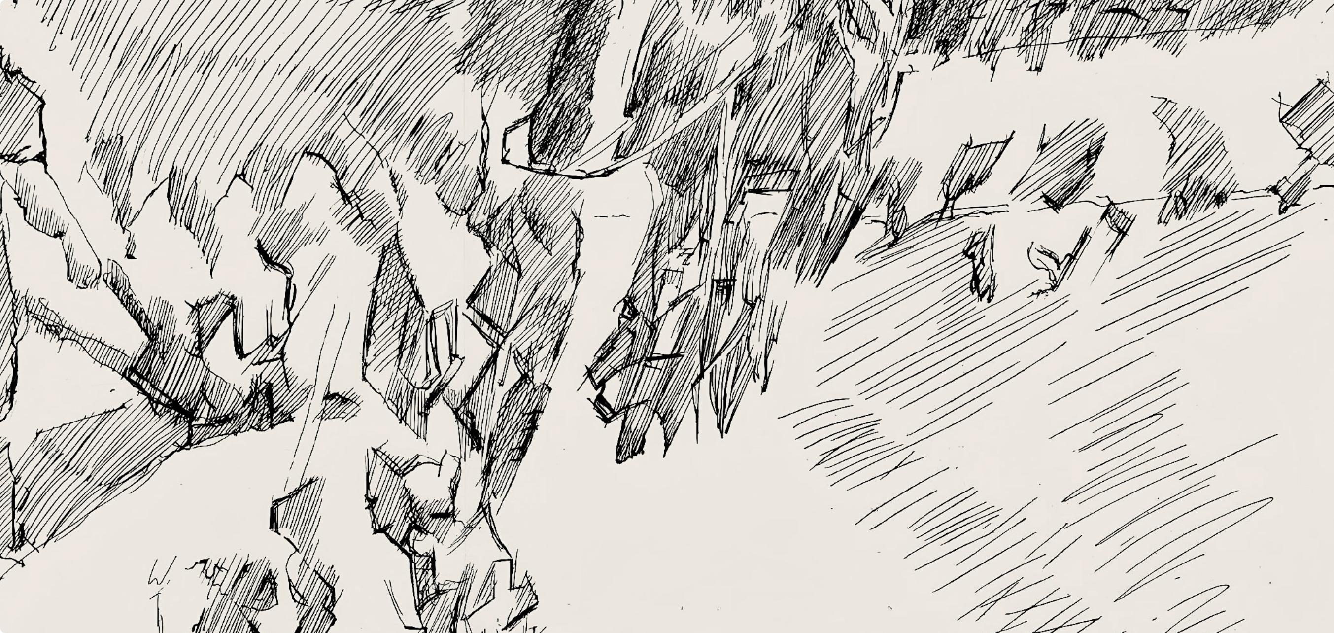 Composition (Ginestet/Pouillon 42-64), Hésiode, Les Travaux et les Jours - Gray Landscape Print by Jacques Villon