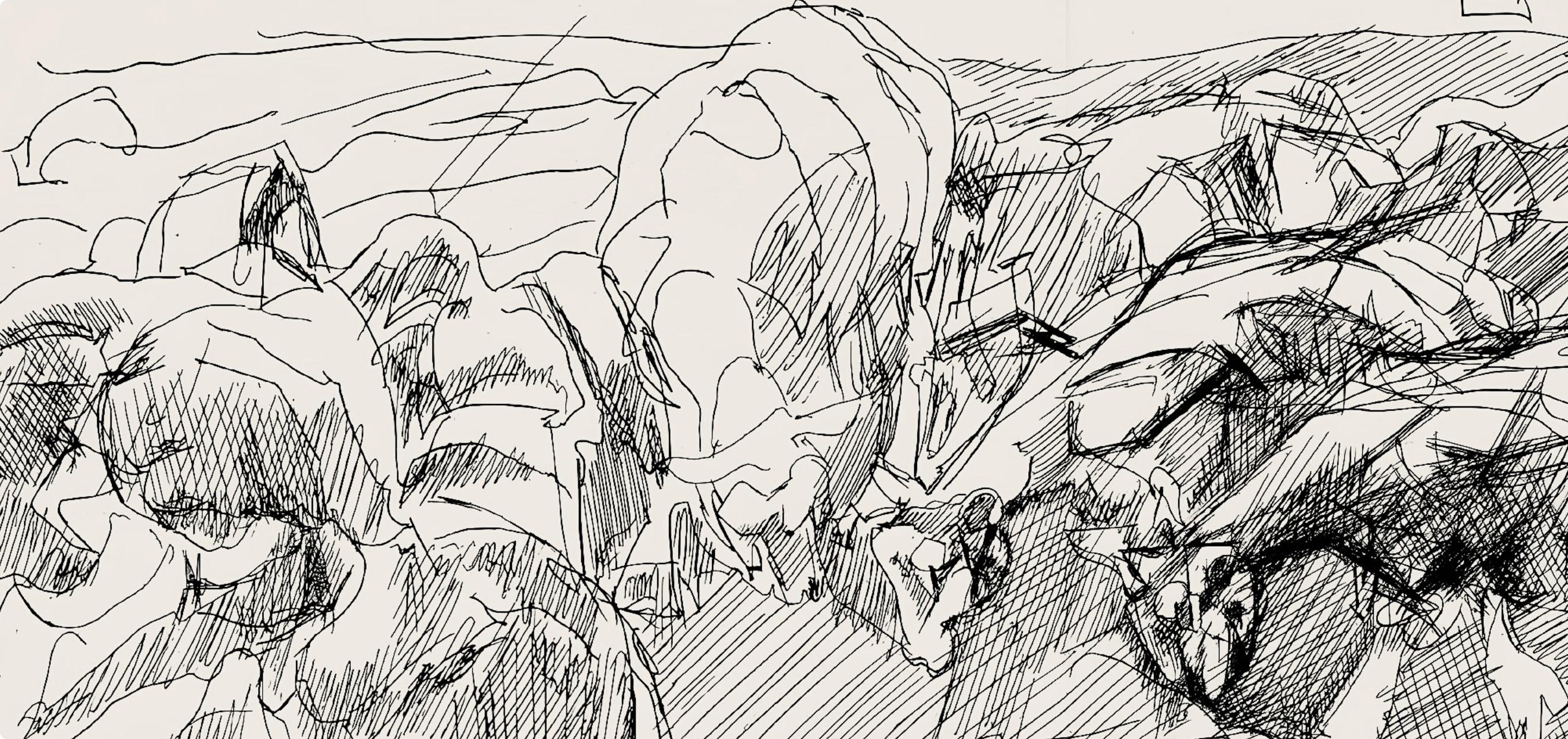 Composition (Ginestet/Pouillon 42-64), Hésiode, Les Travaux et les Jours - Gray Figurative Print by Jacques Villon
