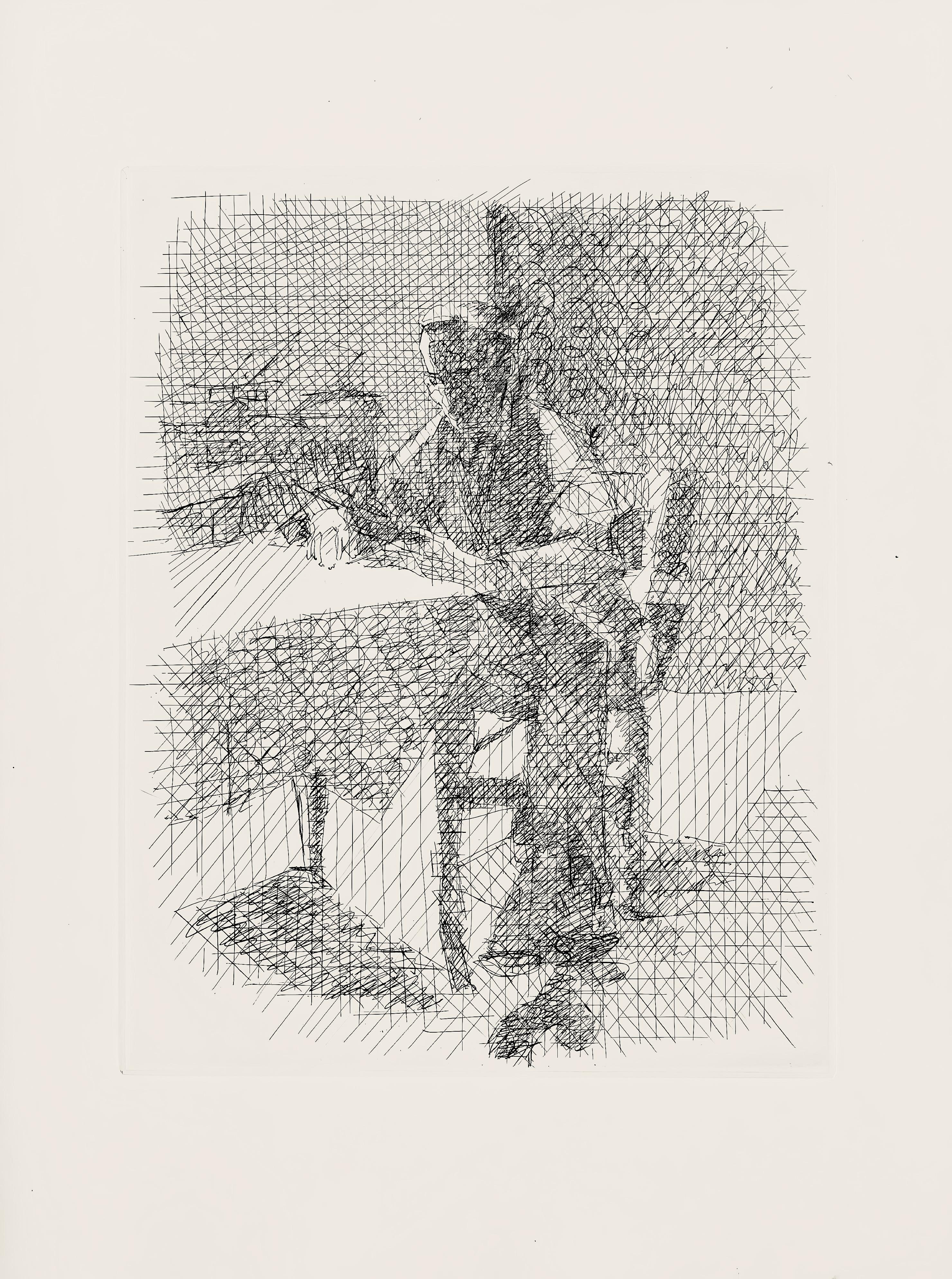 Gravure sur papier vélin de Rives. Non signé et non numéroté, tel que publié. Bon état. Notes : Extrait du folio, Hésiode, Les Travaux et les jours. Eaux-fortes de Jacques Villon, 1962. Publié par les Éditions de la Revue Verve, Paris, sous la