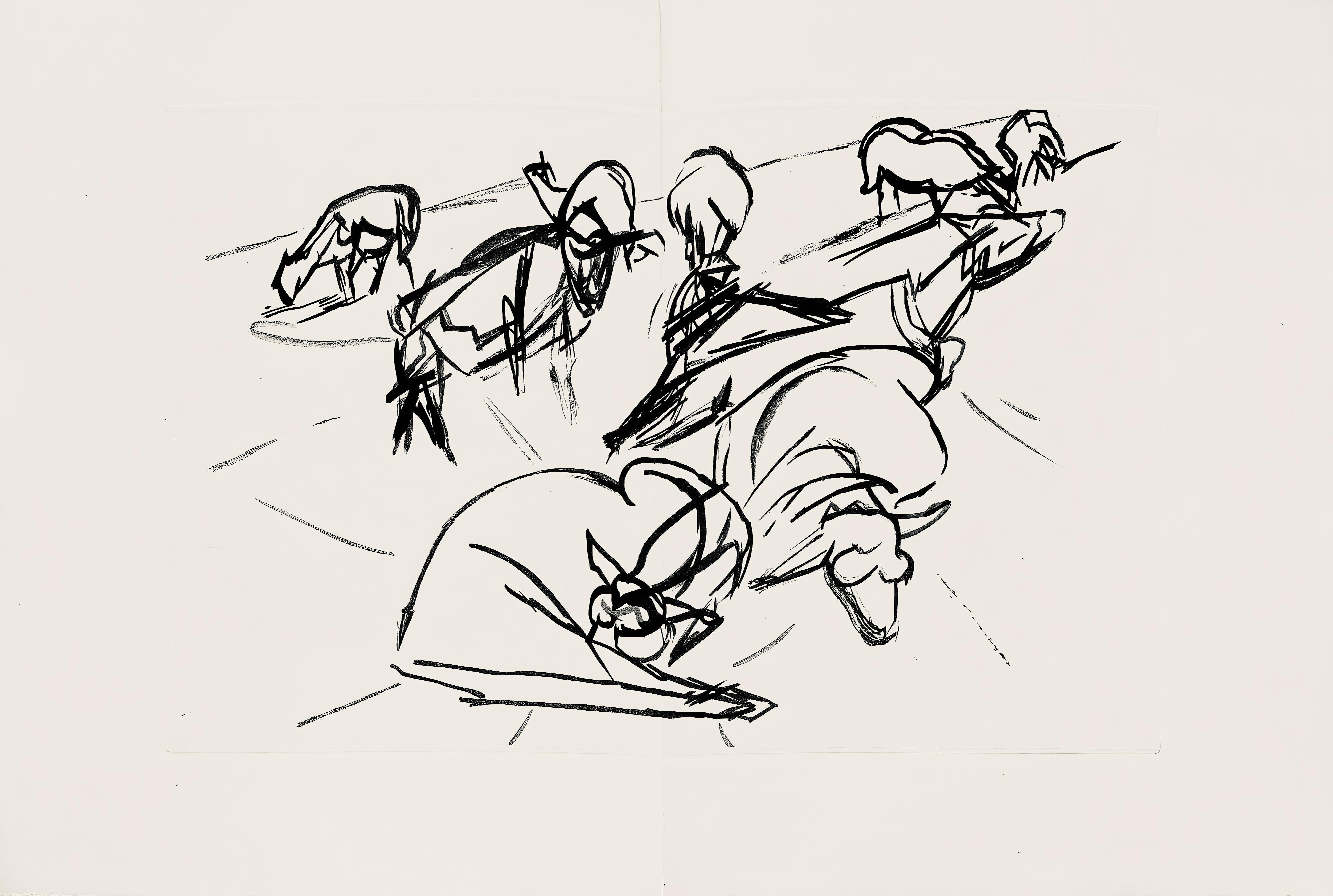 Etching on vélin de Rives paper. Unsigned and unnumbered, as issued. Good condition, with centerfold, as issued. Notes: From the folio, Hésiode, Les Travaux et les jours. Eaux-fortes de Jacques Villon, 1962. Published by les Éditions de la Revue