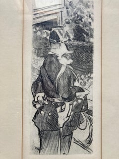 "Fete Champetre" - 20th Century Framed Antique Cubist Etching