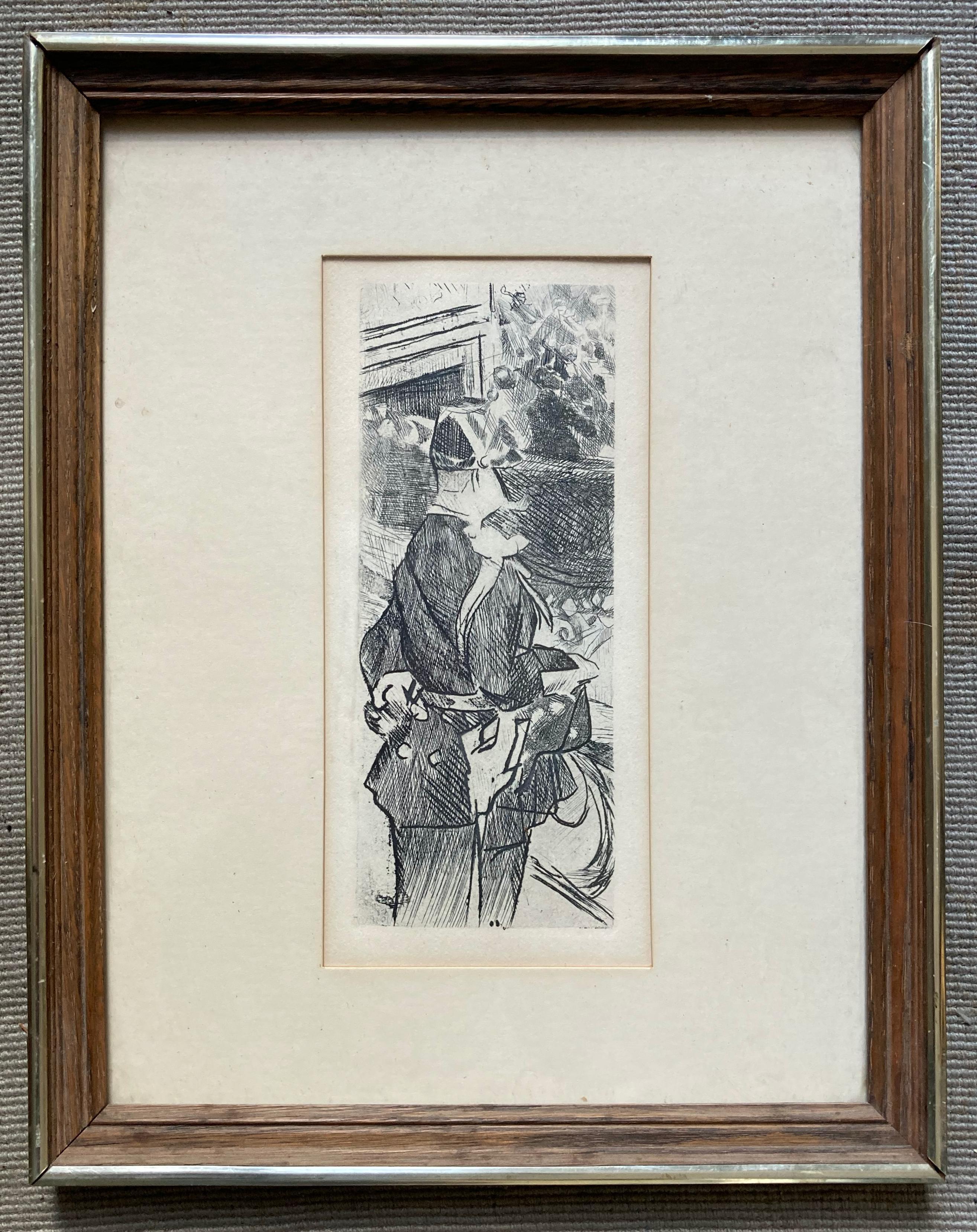 "Fete Champetre" - 20th Century Framed Antique Cubist Etching