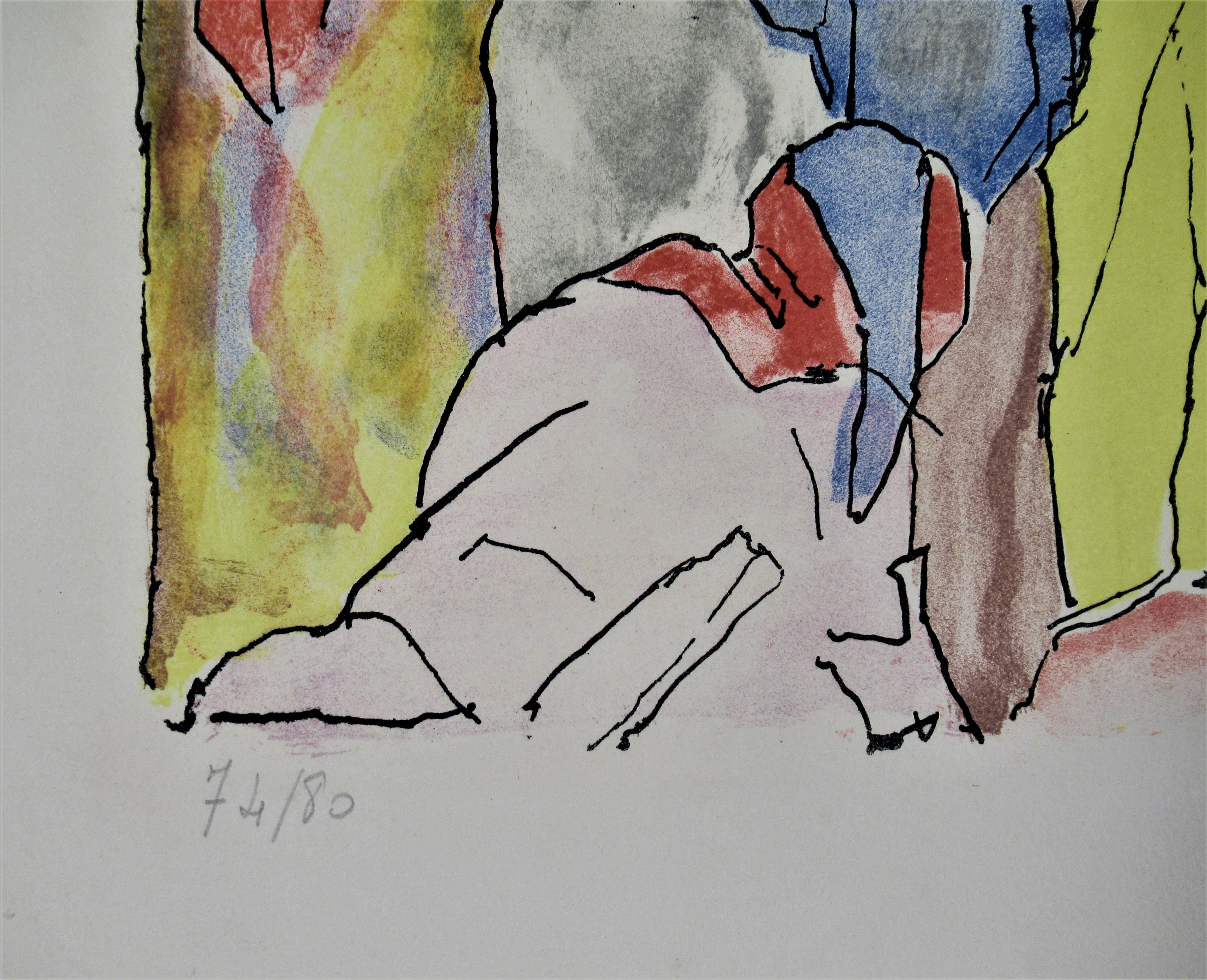 Artista:  Jacques Villon (francés, 1875-1963)
Título:   Gólgota
Año:   1956
Medio:	Litografía en color
Edición:	Numerado 74/80 a lápiz
Papel:	Rives
Tamaño de la imagen:   25,25 x 18,5 pulgadas
Firma:   Firmado a mano a lápiz por el