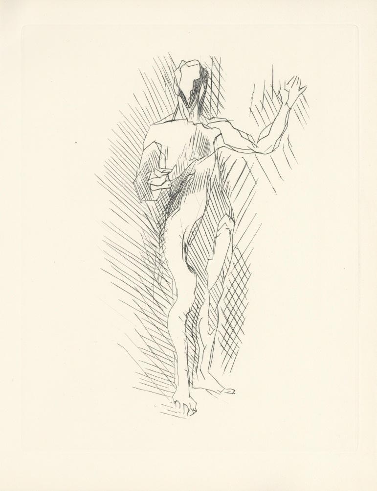 Jacques Villon Figurative Print - "Homme prechant" original etching