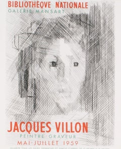 Jacques Villon-Bibliotheque Nationale-22" x 17.5"-Lithograph-1959-Cubism-face