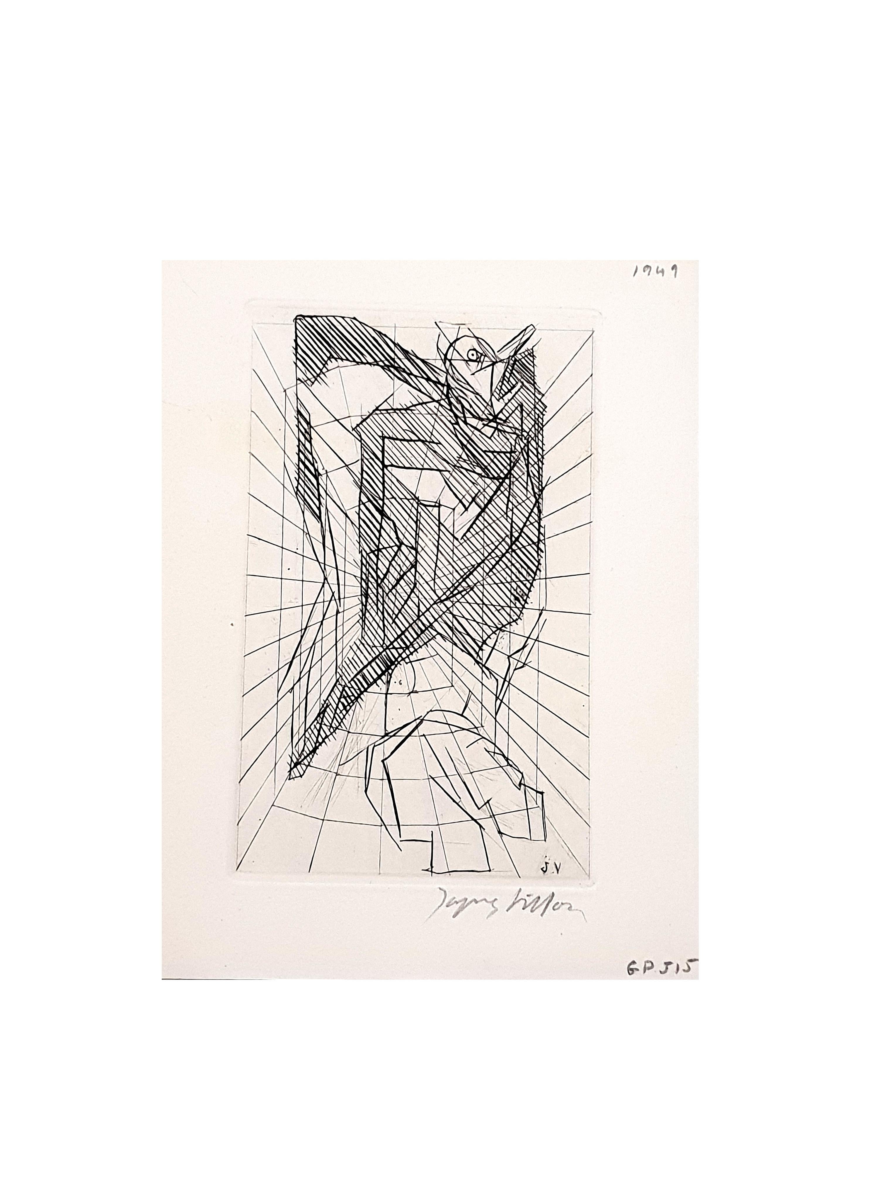 Jacques Villon - Cavern cubiste - Eau-forte originale en vente 1