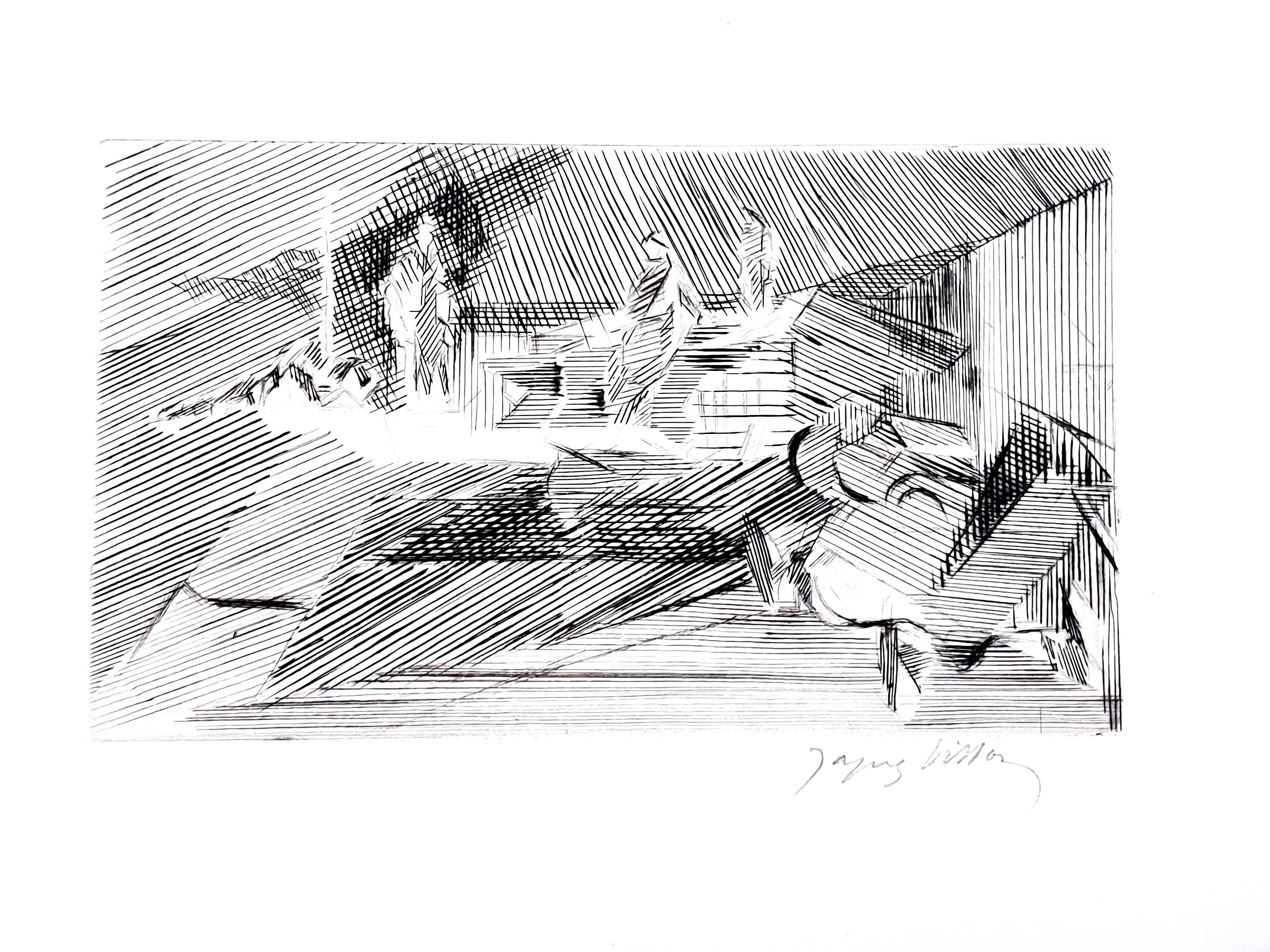 Jacques Villon - Paysage cubiste - Gravure originale
Circa 1950
Signé au crayon


Jacques Villon (1875 - 1963)

Jacques Villon est né Gaston Duchamp le 31 juillet 1875, à Damville, en Normandie. Sa famille jouit d'une réputation artistique