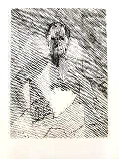 Jacques Villon - Hombre cubista - Aguafuerte original