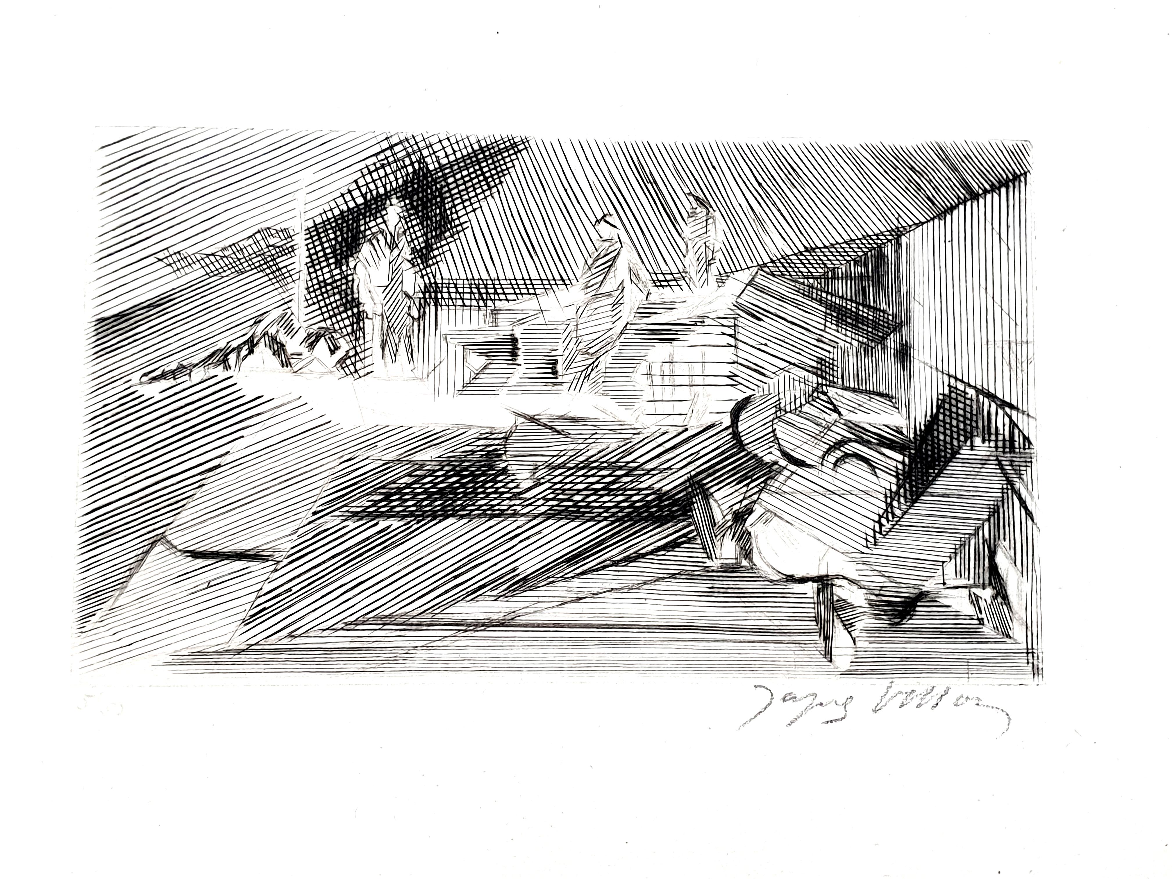 Jacques Villon - Paisaje - Aguafuerte original
1949
Firmado a lápiz y numerado
Dimensiones : 28 x 38 cm