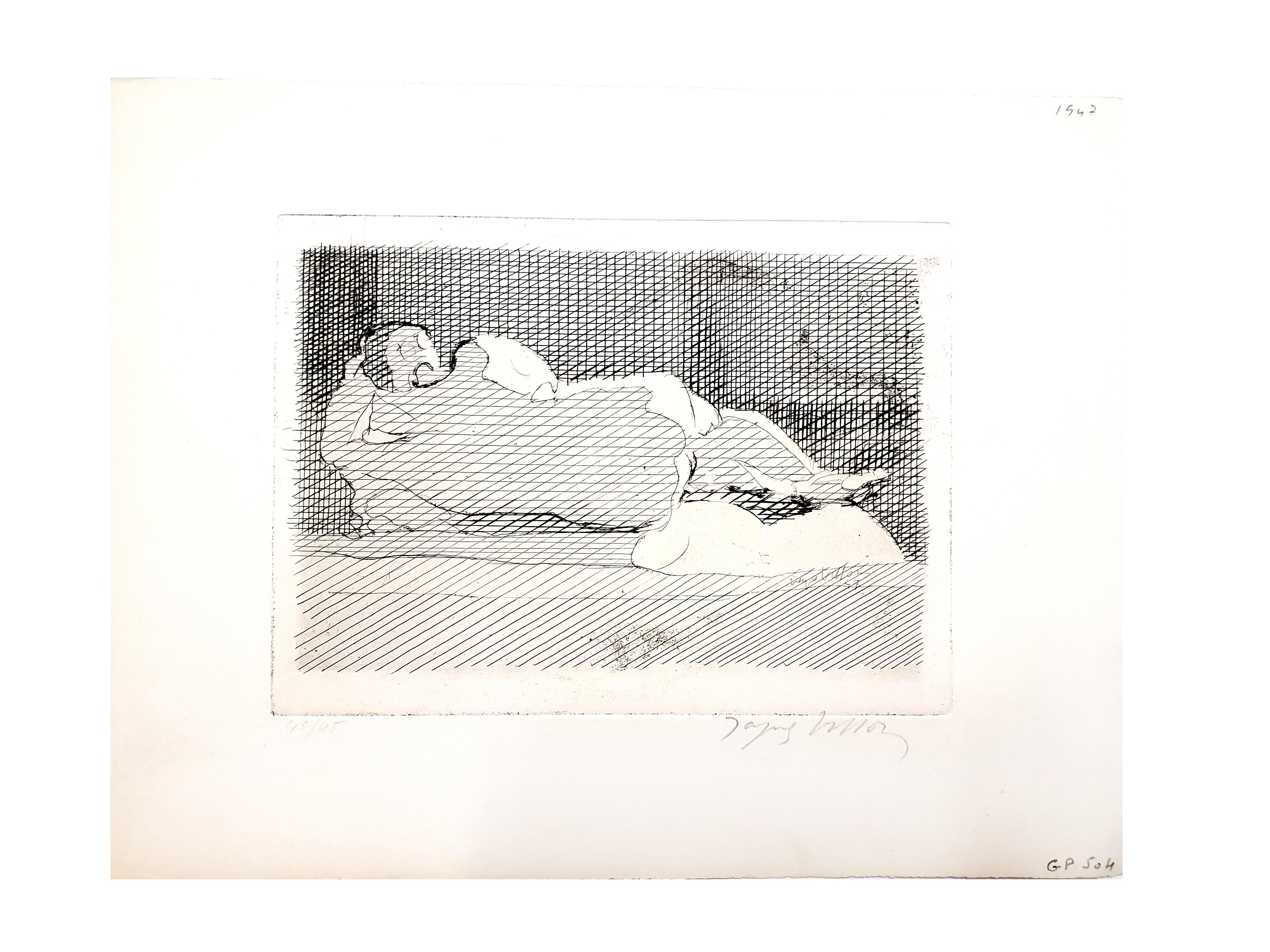 Jacques Villon - Sleeping Nude - Original Etching For Sale 1