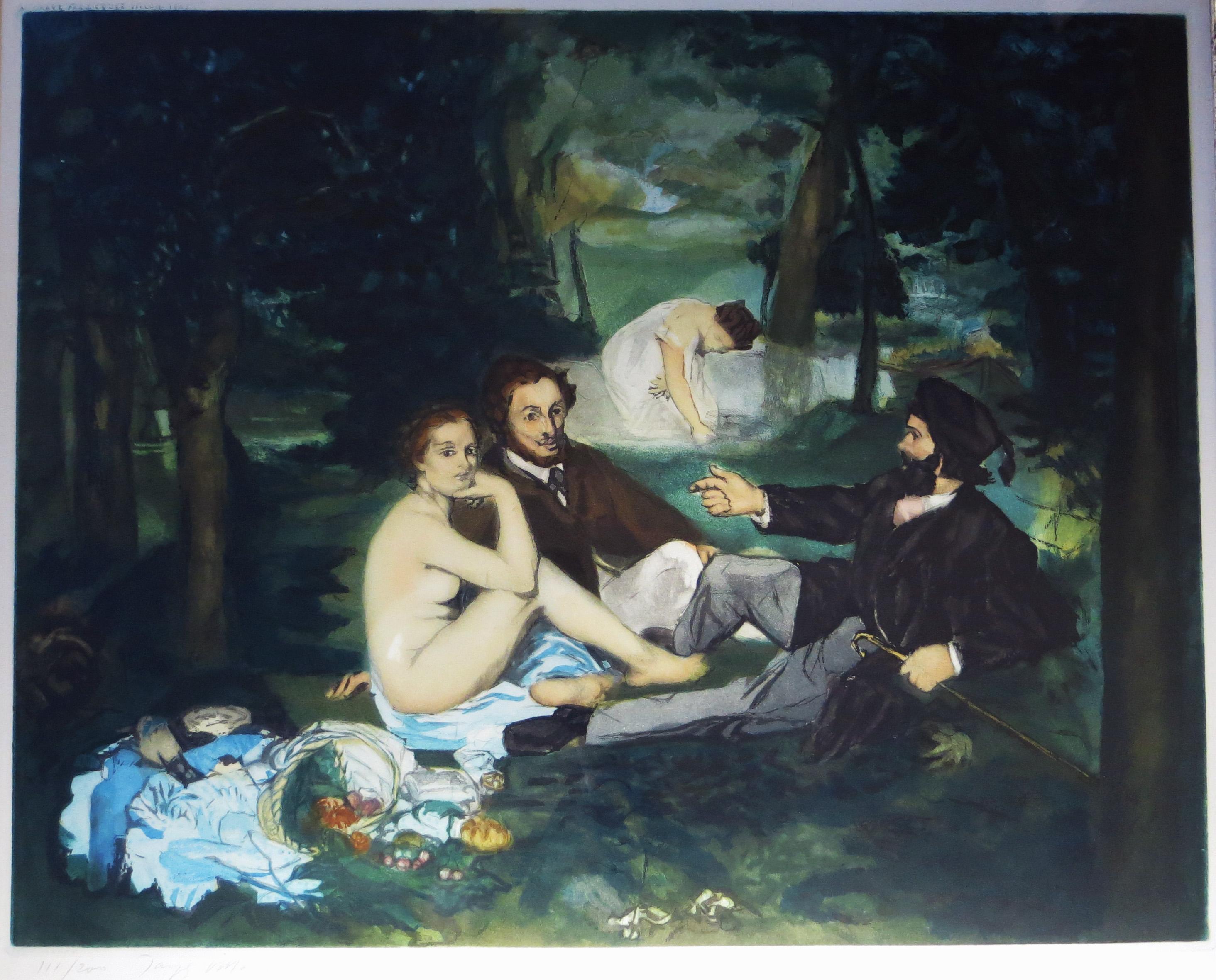 Le Déjeuner sur l'herbe  after Edouard Manet - Impressionist Print by Jacques Villon