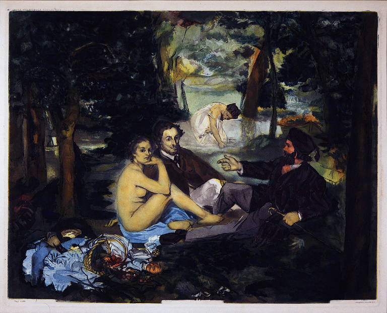 Jacques Villon Figurative Print - Le Déjeuner sur l'herbe (after Manet)