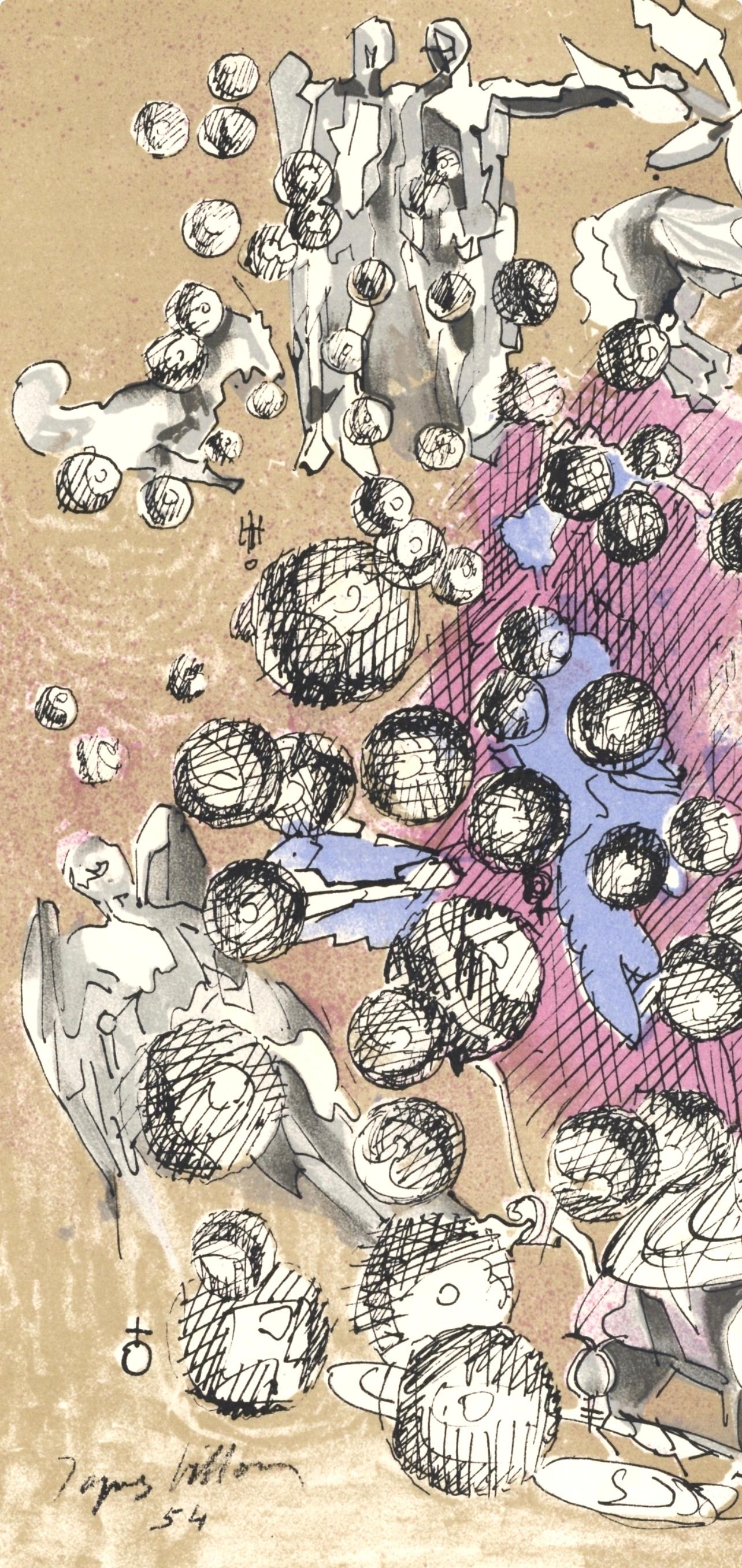 Les Mondes (Ginestet-Pouillon 94), Société internationale d'art XXe siècle - Beige Landscape Print par Jacques Villon