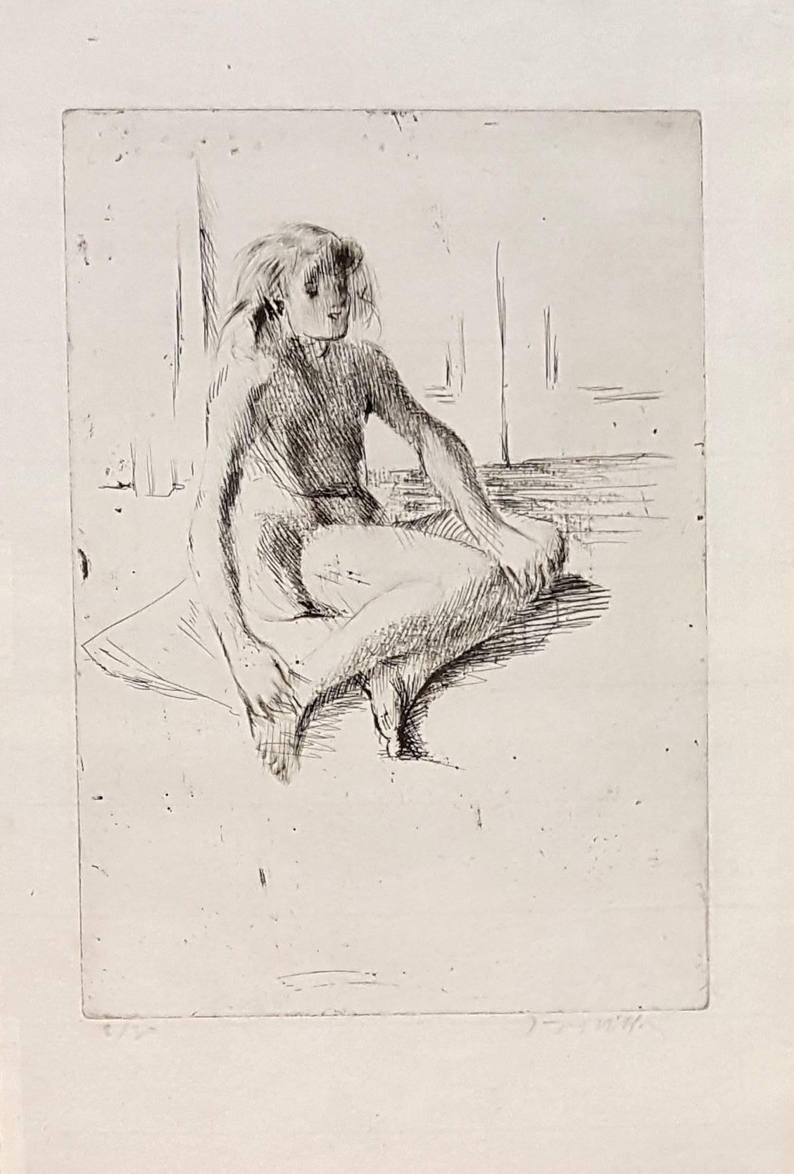 Jacques Villon Figurative Print - Little Girl - Original Etching Handsigned Numbered - 30 copies