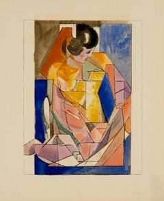 Portrait d'une Jeune Fille by Jacques Villon - colorful lithograph