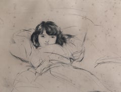 Renée en el sofá, aguafuerte de retrato impresionista de Jacques Villon