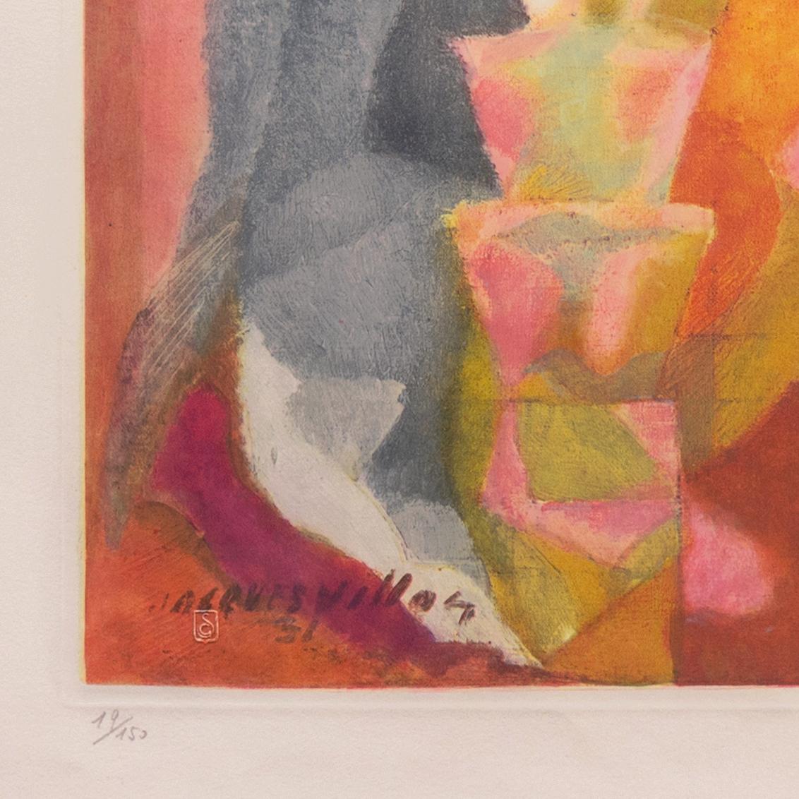 Signed in pencil, lower right, 'Jacques Villon' (French, 1875-1963) and with number and limitation, '19/150', lower left. Additionally signed in plate, lower left, 'Jacques Villon', dated 1931 and with blind stamp for Guy Spitzer, publisher. Bearing