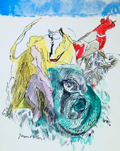 Vintage Serpent cubiste, Vingt fables de La fontaine, Jacques Villon