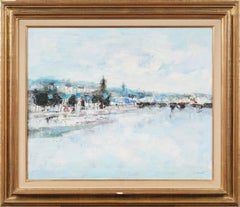 Antique French Impressionist Signed Coastal Beach Scene Framed Signed Painting