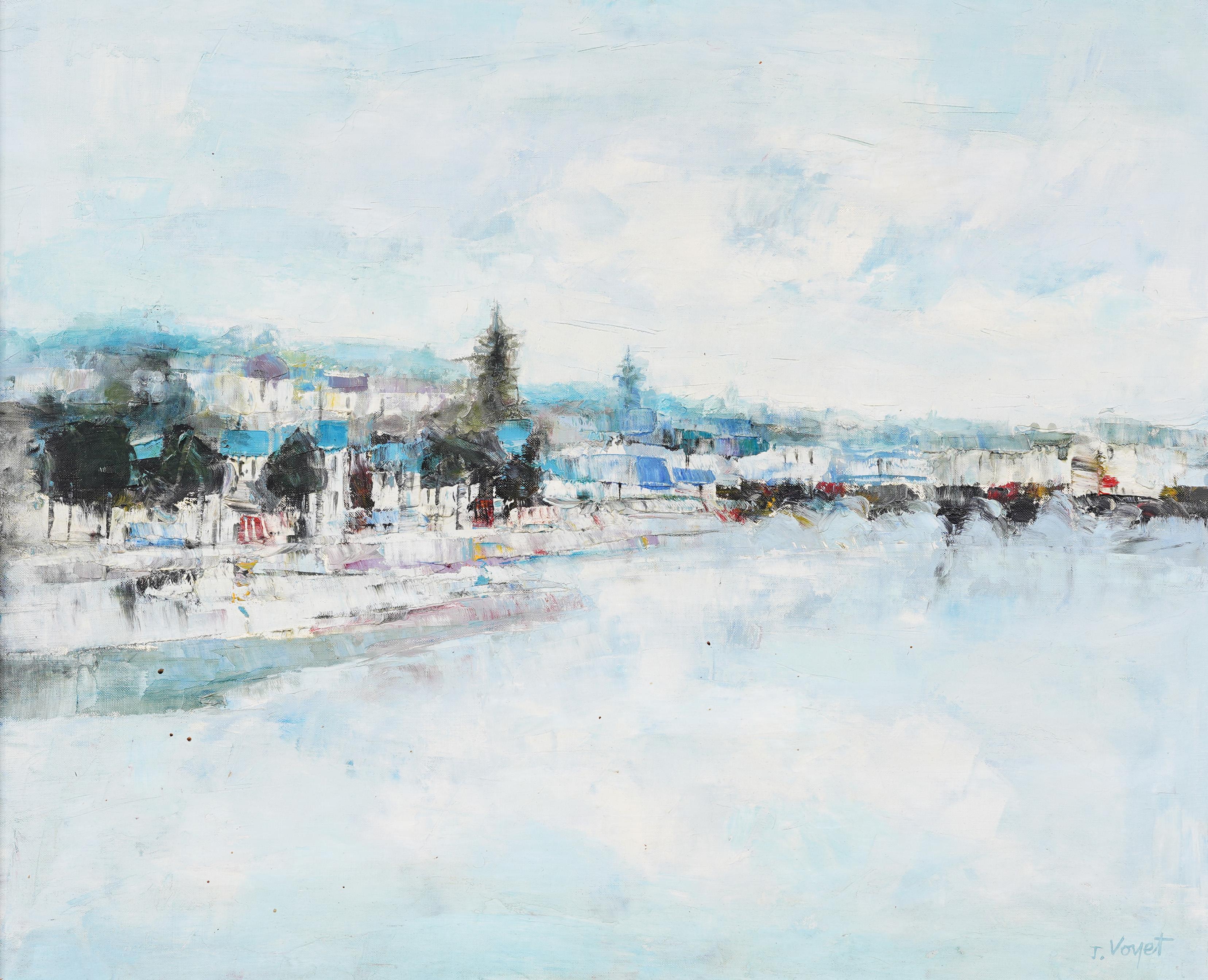 Antike französische impressionistische signierte Coastal Beach Scene, gerahmt, signiertes, signiertes Gemälde (Moderne), Painting, von Jacques Voyet 