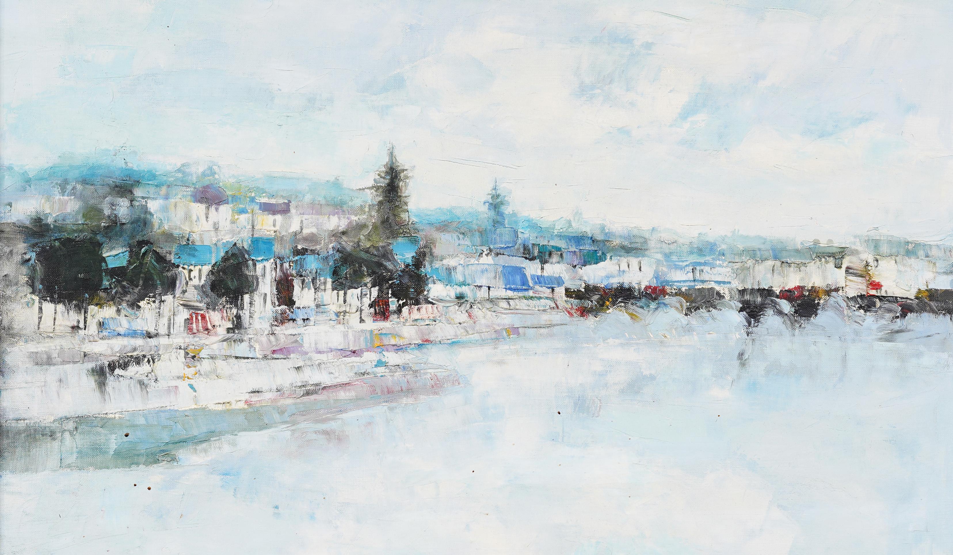 Antike französische impressionistische signierte Coastal Beach Scene, gerahmt, signiertes, signiertes Gemälde 1