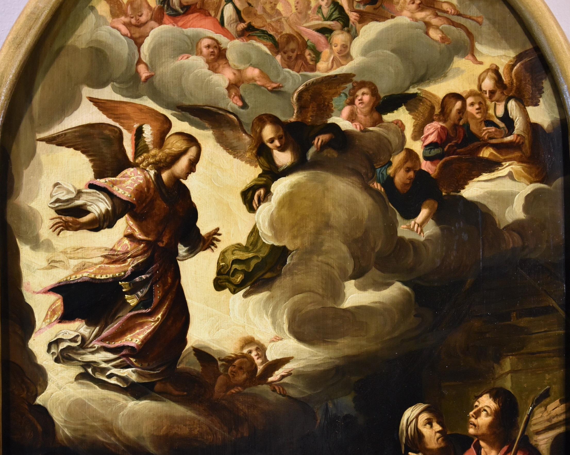Jacques Waben
(Alkmaar ca. 1575-1641/1642 Hoorn)
Firmato in basso al centro e datato 'J. Waben f./1620'.

L'annuncio ai pastori

Olio su pannello di quercia
103 x 63 cm
in cornice 107 x 67

Provenienza: Palais Dorotheum di Vienna Dipinto antico