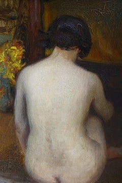 Antique Nude Female Oil Painting, Nude Backof a Woman, French Nude Portrait
