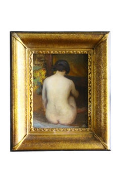 Antique Nude Female Oil Painting, Nude Backof a Woman, French Nude Portrait