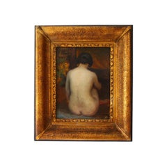Antique Nude Female Oil Painting, Nude Backof a Woman, French Nude Portrait