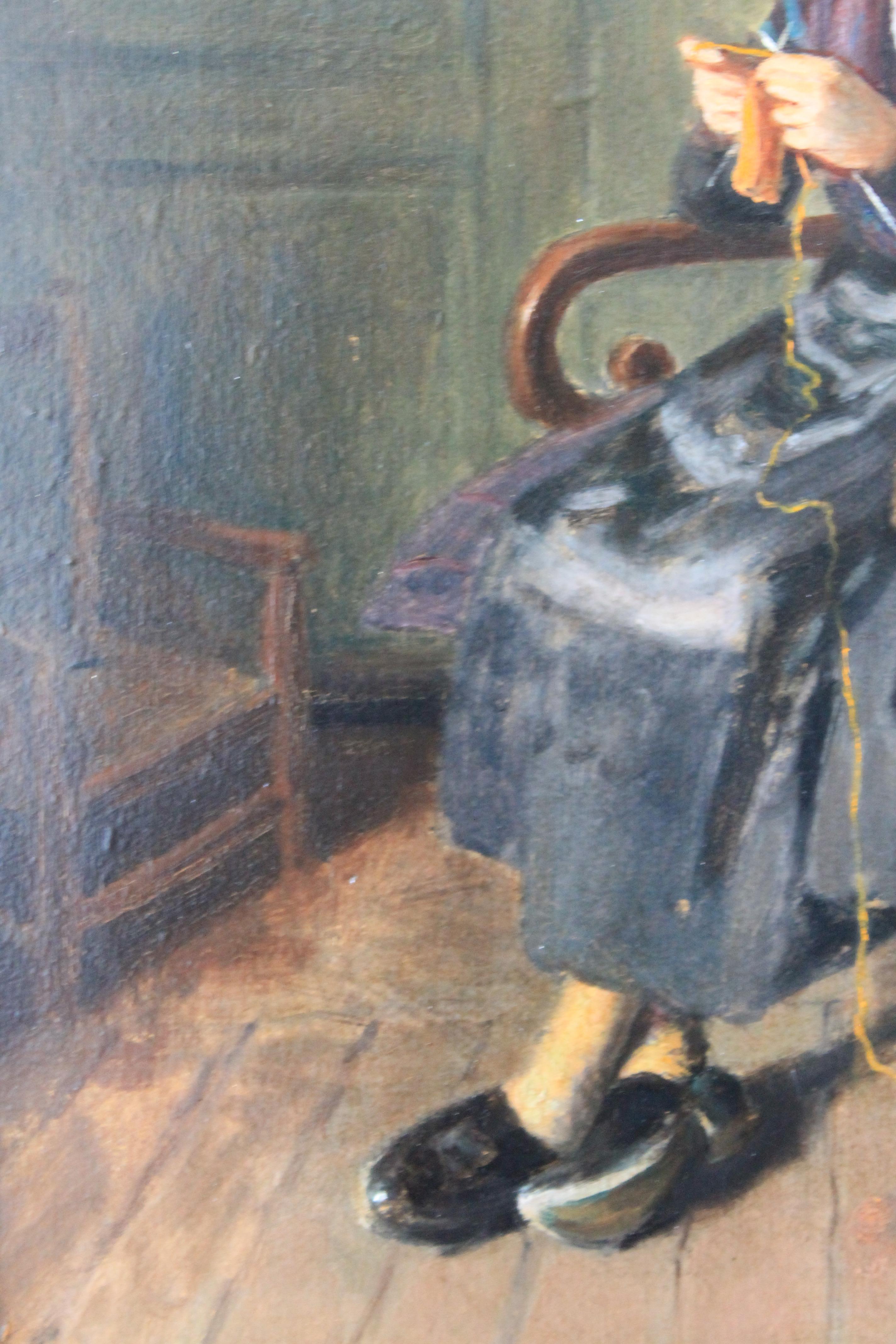 Interior scene of a woman knitting by Jacques Weismann (1878-1962) 7