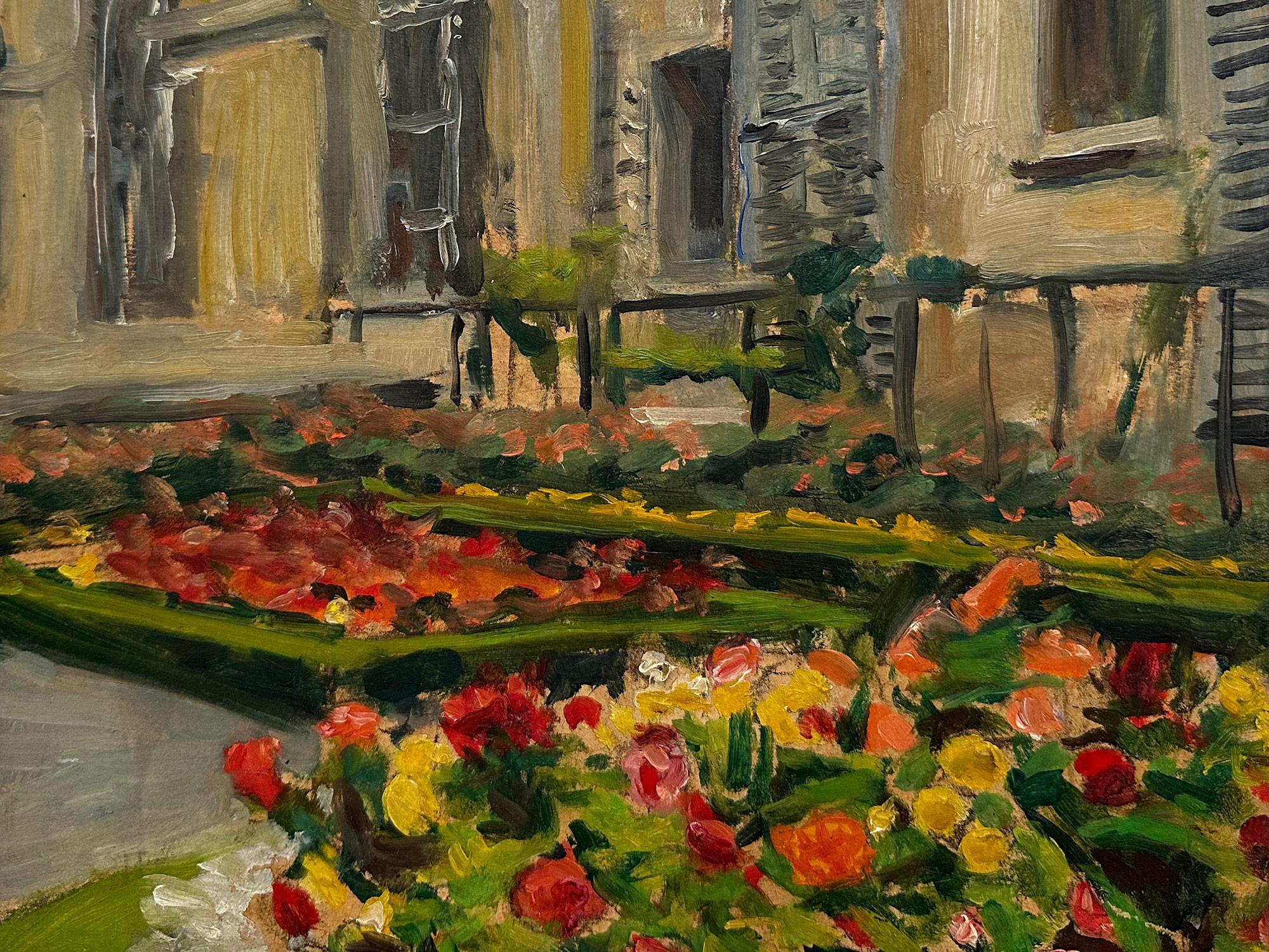 This piece is a pertinent example of Jacques Weismann's most sought after works, depicting a Garden view with flowers by an elegant building in the background.  As an American Impressionist artist, most of Weismann's works were produced in the Early