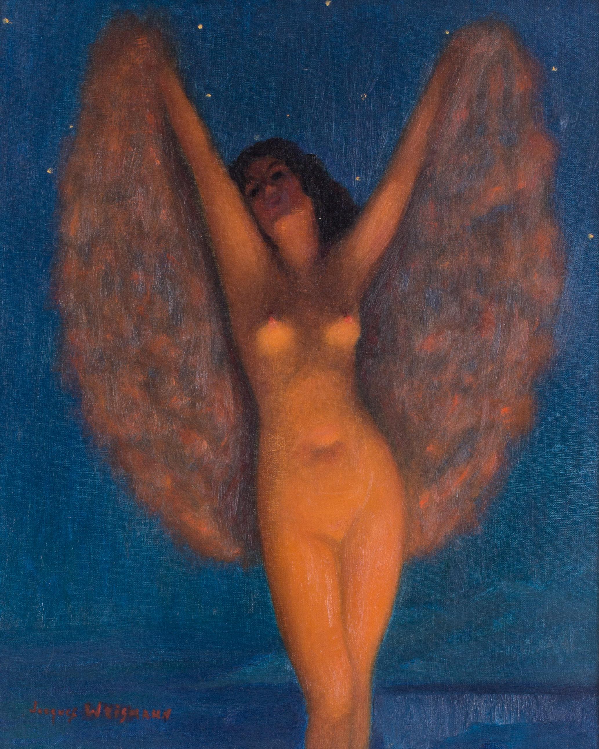 Le Papillon de nuit - Art Deco Painting by Jacques Weismann