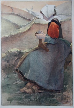 Woman in Traditional Dutch Costume - Original lithograph (1897/98)