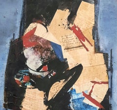 Accretion Yankel Contemporary painting collage abstract art work on paper