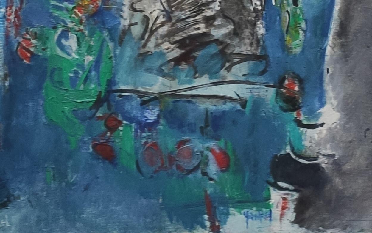 Grande figure Yankel Peinture contemporaine art figuratif portrait bleu peinture à l'huile - Painting de Jacques Yankel