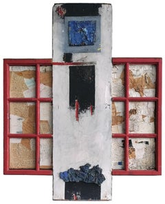 Treffen Yankel Zeitgenössische Malerei Skulptur Abstrakte Collage Kunst Kreuz rot 