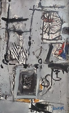 Old wall Yankel Contemporary painting arbstract art geometrical forms grey red