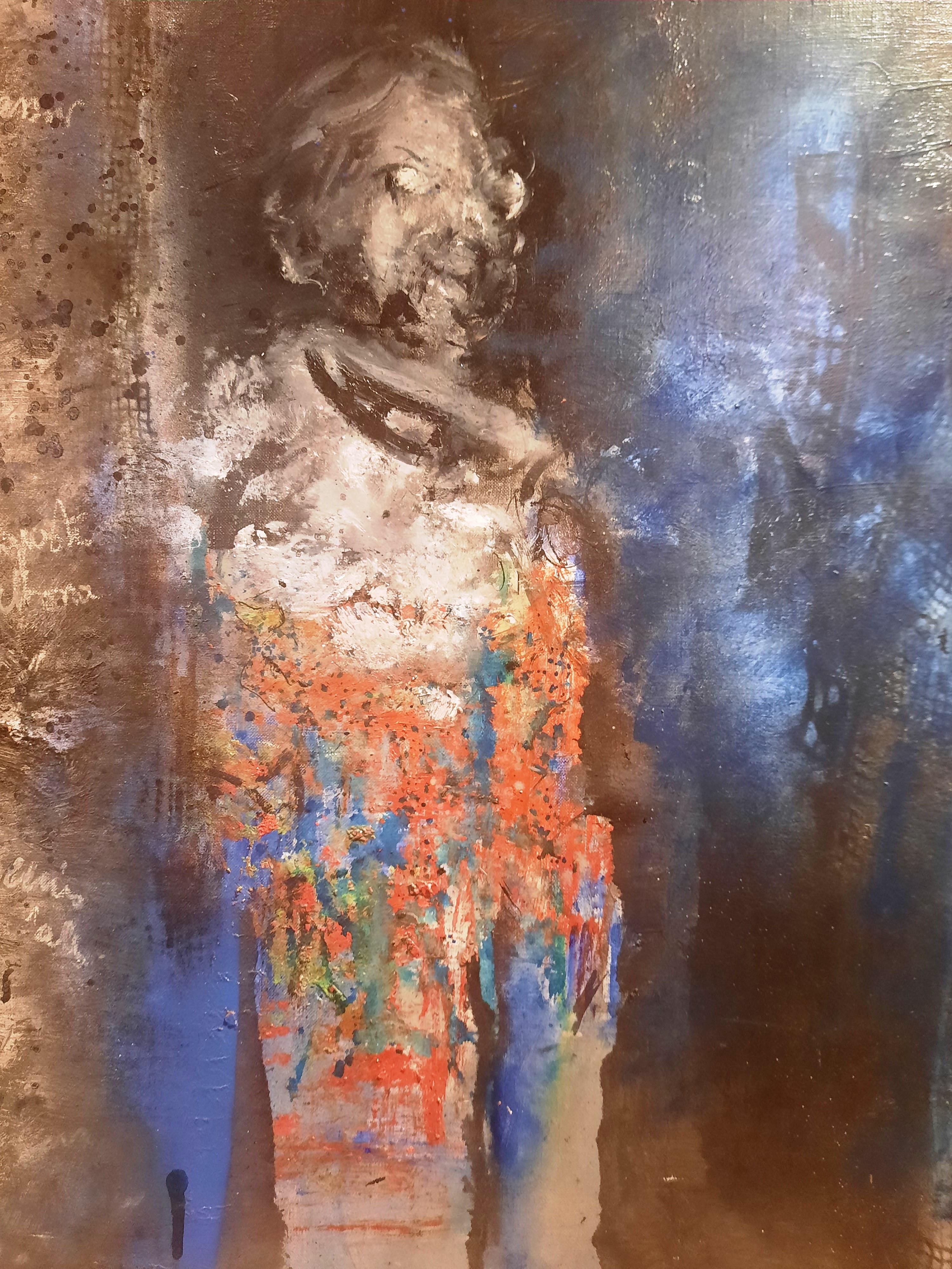 Retrato de Jean-Paul Sartre Yankel Pintura contemporánea retrato arte pintura al óleo en venta 2