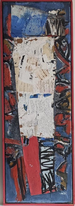 Scissors Yankel Contemporary painting arbstract art collage red blue black