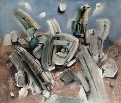 Paysage de Pierres Mortes, Abstraktes Gemälde von Jacques Zimmermann, 1959