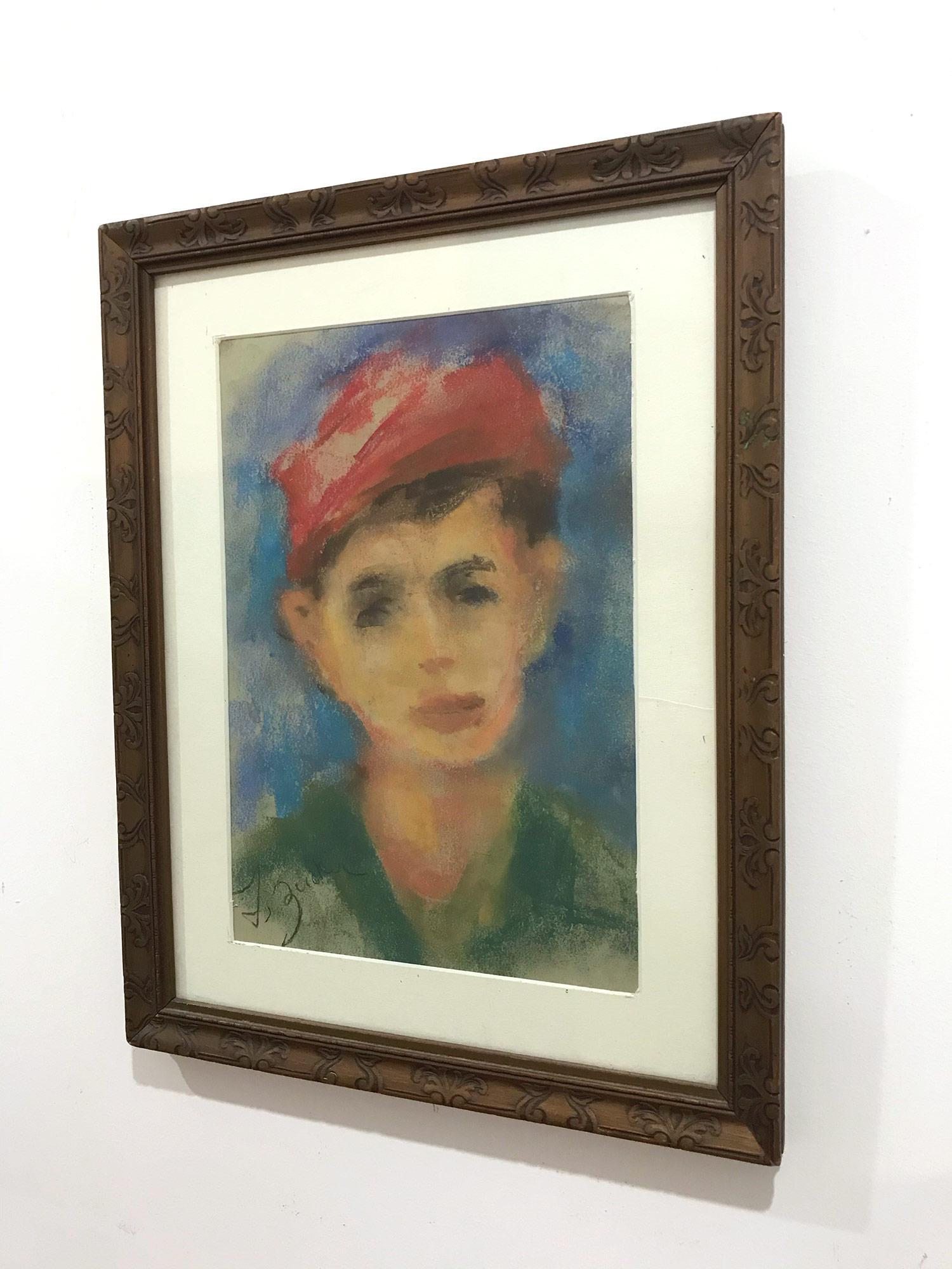 This painting depicts a whimsical portrait of a Young Boy with a Red Cap with great attention to detail, an emotion is felt in the boy's face. The blue, green, and red colors are used and quick strokes are what makes this painting so attractive and